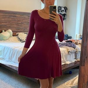 Maroon Jersey Dress - Small
